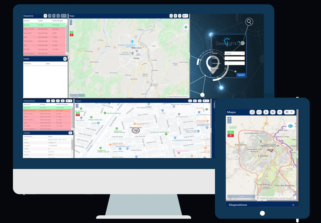 Customized Traccar on desktop and tablet, with branded sign-in, map and reports